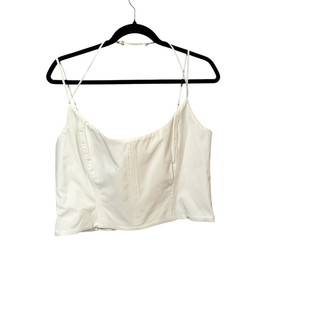 Oh Polly White Corset Crop Top Bustier Adjustable Straps Size US 14 NWT